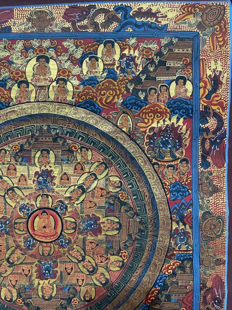 Buddhist Handmade Thangka Painting of Mandala – Real Gold, Hand-Painted - Image 3