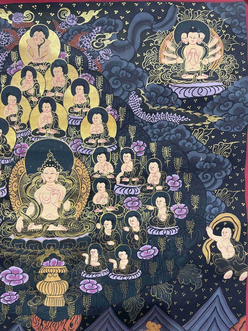 Buddhist Handmade Thangka Painting of Buddha Life Story – Real Gold, Hand-Painted - Image 5