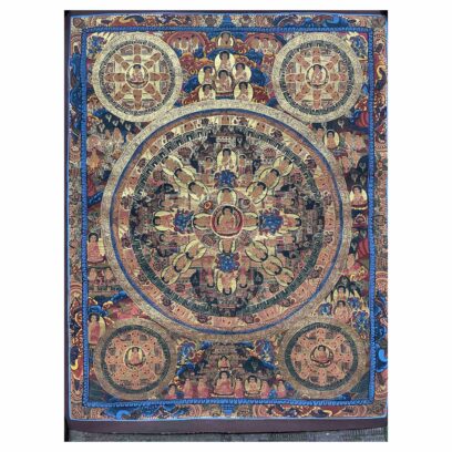 Buddhist Handmade Thangka Painting of Pancha Buddha – Real Gold, Hand-Painted