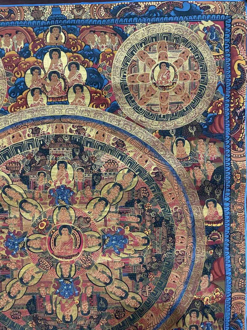 Buddhist Handmade Thangka Painting of Pancha Buddha – Real Gold, Hand-Painted - Image 3