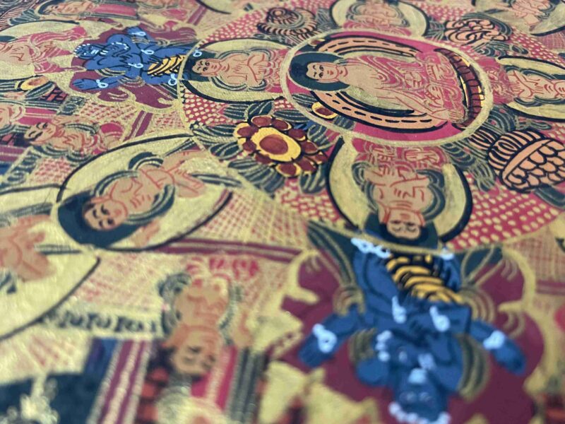 Buddhist Handmade Thangka Painting of Pancha Buddha – Real Gold, Hand-Painted - Image 8
