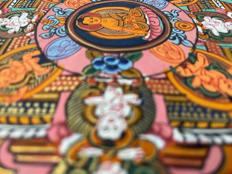 Buddhist Handmade Thangka Painting of Pancha Buddha – Real Gold, Hand-Painted - Image 2