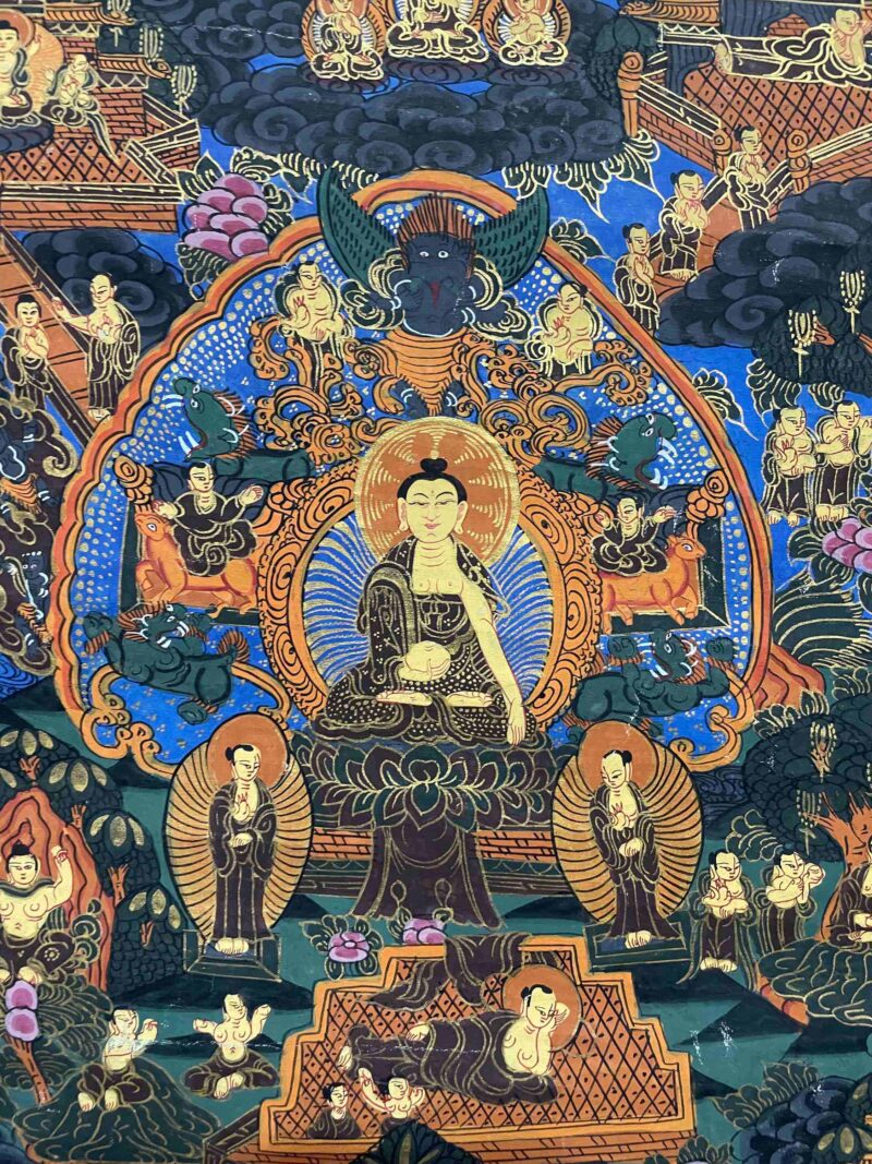 Buddhist Handmade Thangka Painting – Buddha Life Story, Hand-Painted with Real Gold - Image 3