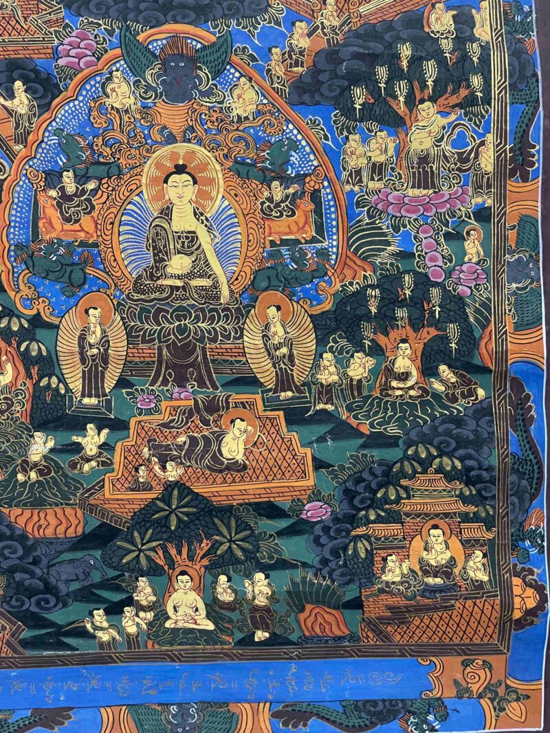Buddhist Handmade Thangka Painting – Buddha Life Story, Hand-Painted with Real Gold - Image 5