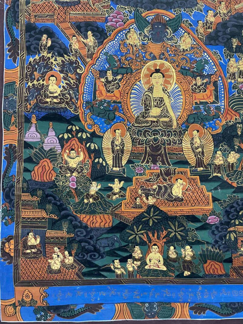 Buddhist Handmade Thangka Painting – Buddha Life Story, Hand-Painted with Real Gold - Image 2