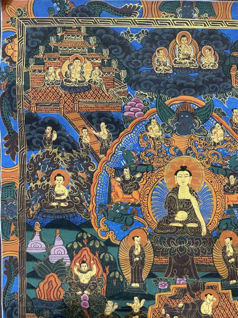 Buddhist Handmade Thangka Painting – Buddha Life Story, Hand-Painted with Real Gold - Image 6