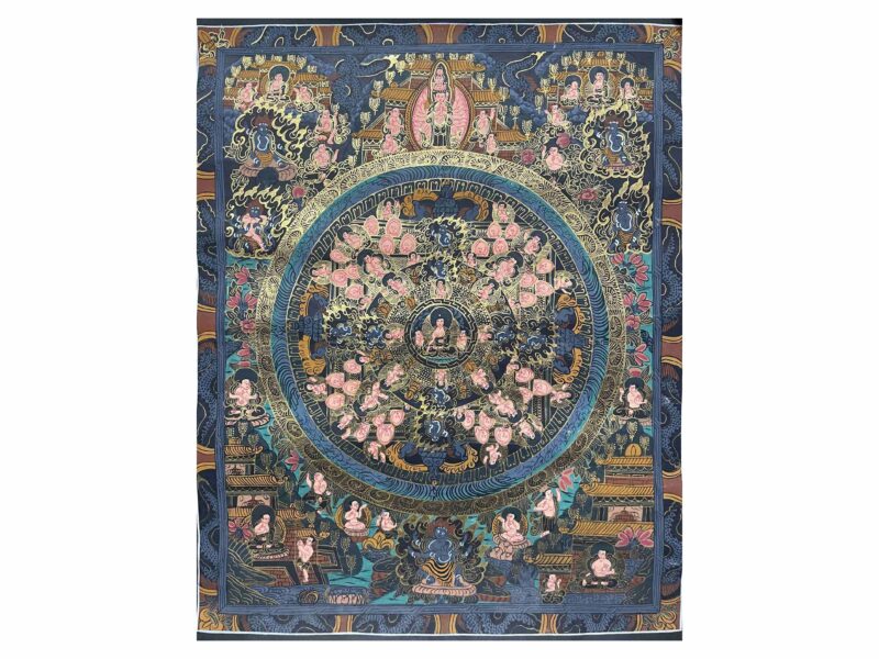 Buddhist Handmade Thangka Painting – Mandala, Hand-Painted with Real Gold