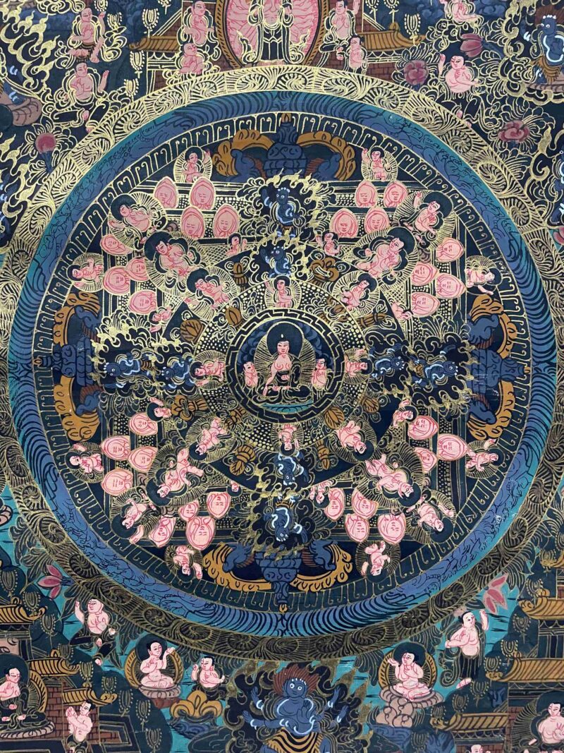 Buddhist Handmade Thangka Painting – Mandala, Hand-Painted with Real Gold - Image 3