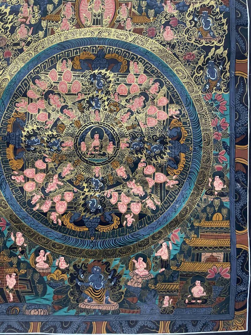 Buddhist Handmade Thangka Painting – Mandala, Hand-Painted with Real Gold - Image 6