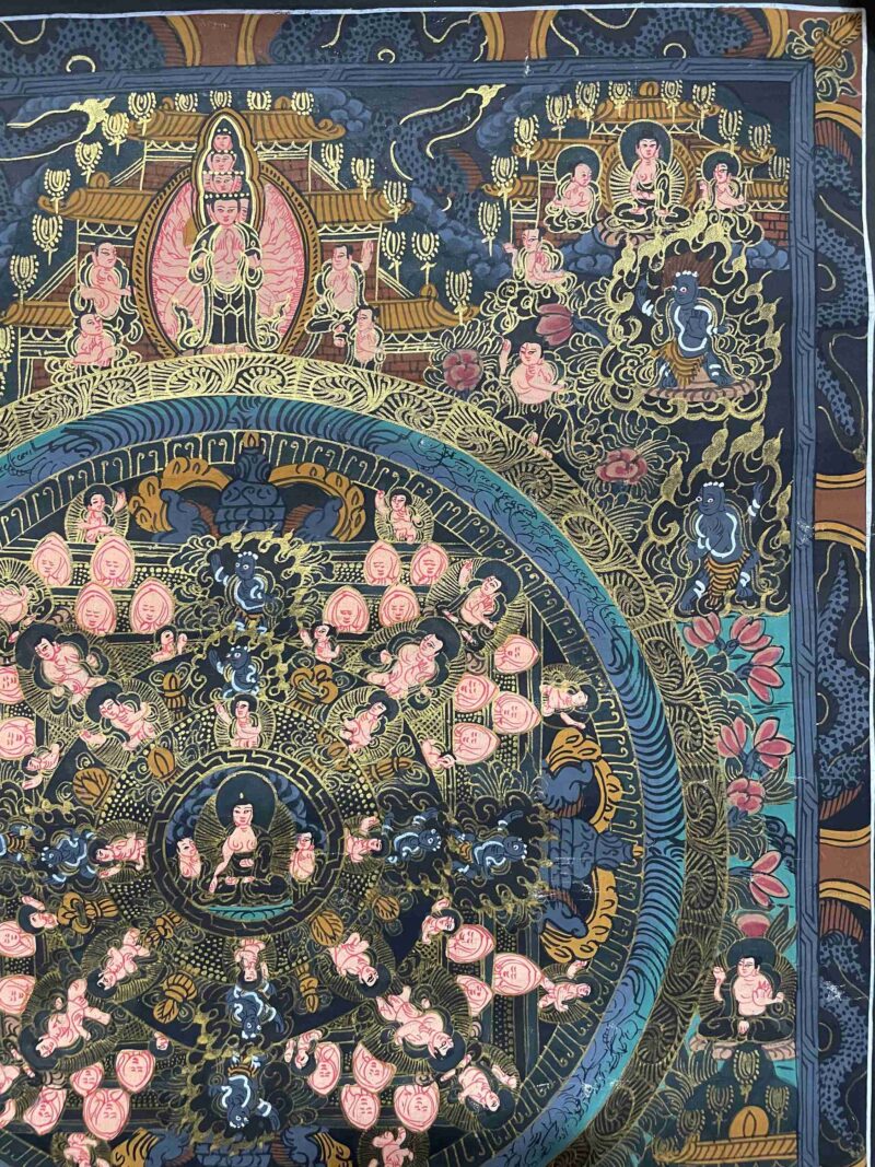 Buddhist Handmade Thangka Painting – Mandala, Hand-Painted with Real Gold - Image 5