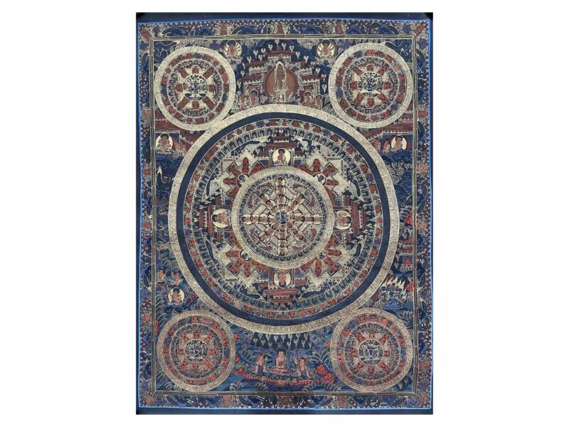 Buddhist Handmade Thangka Painting – Pancha Mandala, Hand-Painted with Real Gold