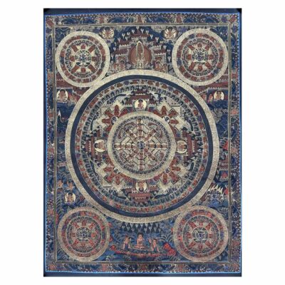 Buddhist Handmade Thangka Painting – Pancha Mandala, Hand-Painted with Real Gold