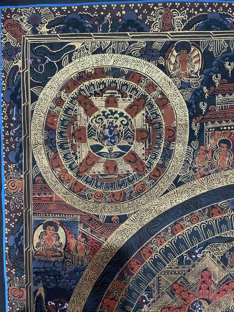 Buddhist Handmade Thangka Painting – Pancha Mandala, Hand-Painted with Real Gold - Image 2