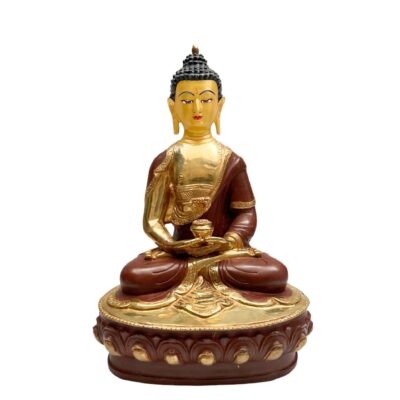 Buddhist Handmade Statue of Amitabha Buddha – Partly Gold Plated, Face Painted