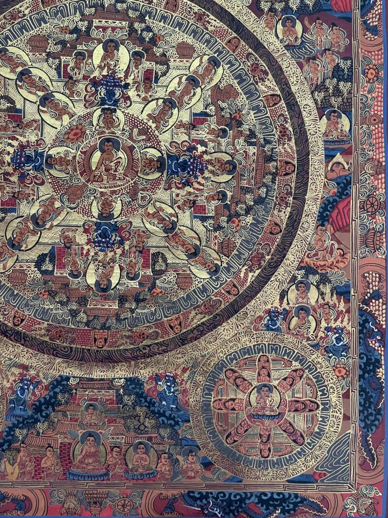 Buddhist Handmade Thangka Painting of Pancha Mandala – Hand Painted - Image 6