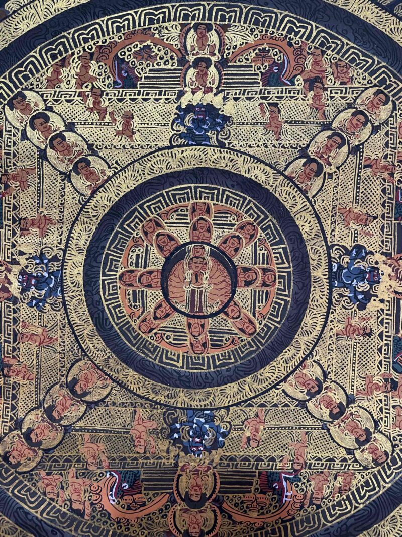 Buddhist Handmade Thangka Painting of Pancha Mandala – Hand-Painted - Image 4