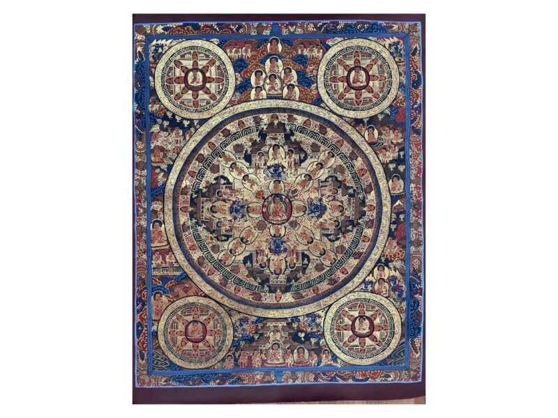 Buddhist Handmade Thangka Painting of Pancha Mandala – Hand-Painted