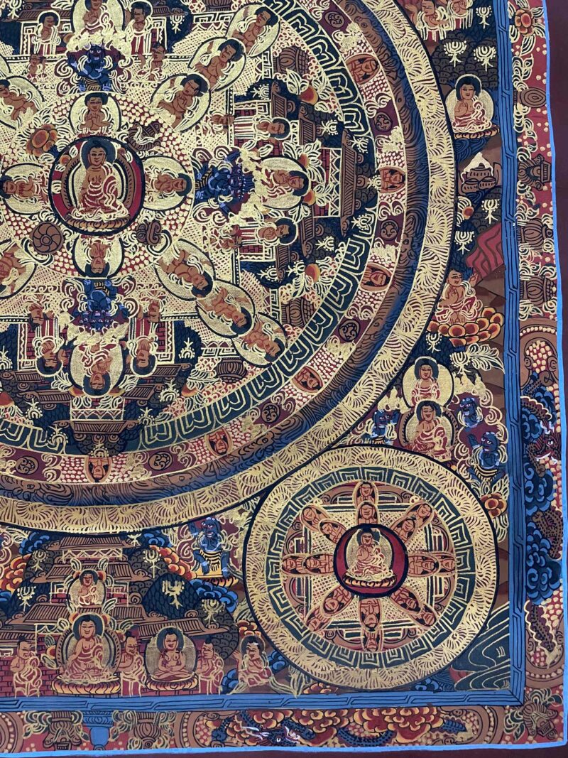Buddhist Handmade Thangka Painting of Pancha Mandala – Hand-Painted - Image 6