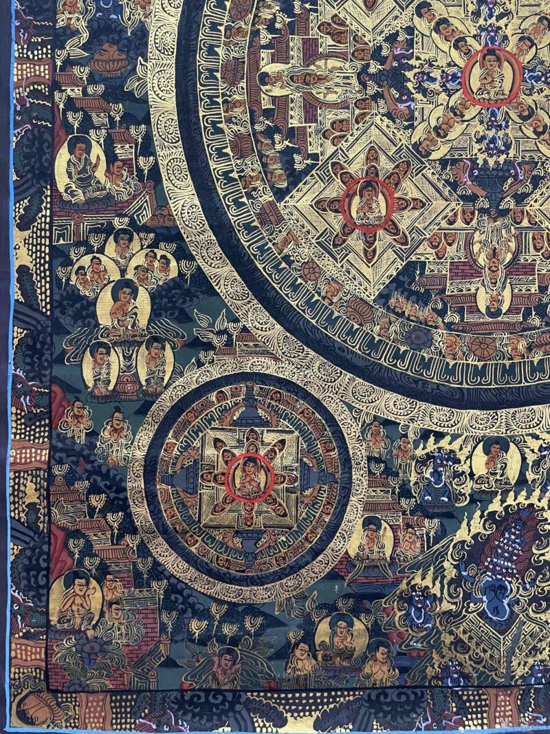 Buddhist Handmade Thangka Painting of Pancha Mandala – Hand-Painted - Image 5