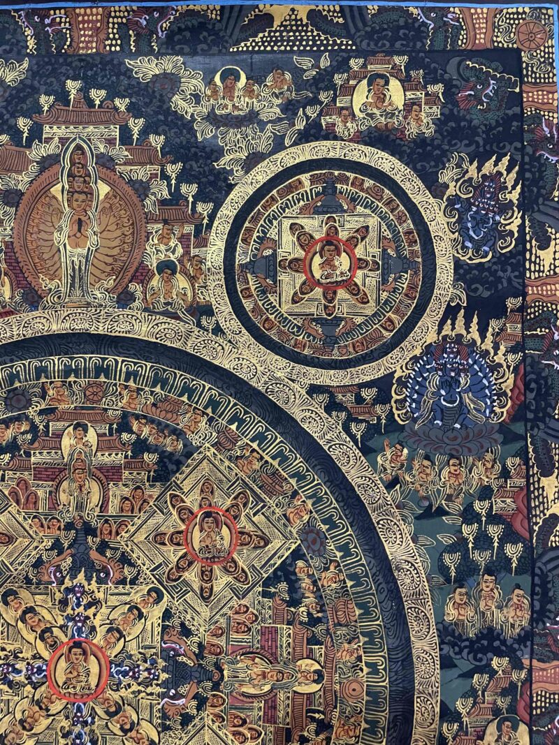 Buddhist Handmade Thangka Painting of Pancha Mandala – Hand-Painted - Image 3