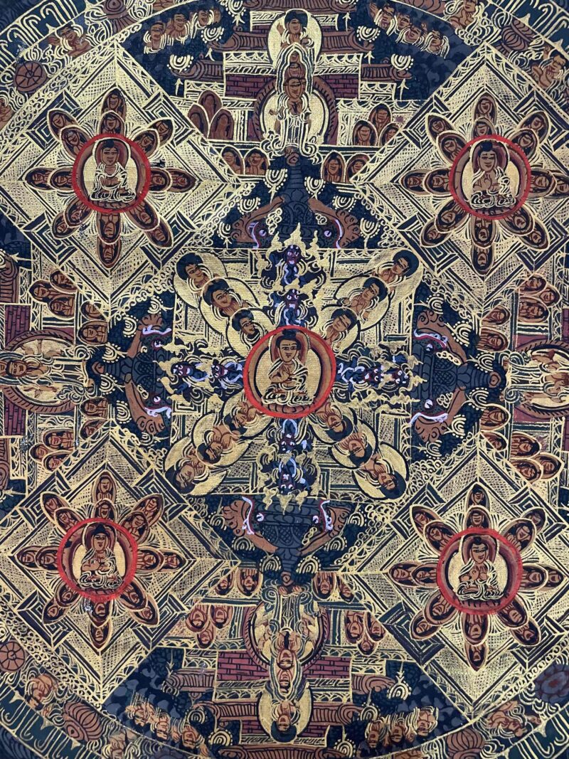 Buddhist Handmade Thangka Painting of Pancha Mandala – Hand-Painted - Image 4