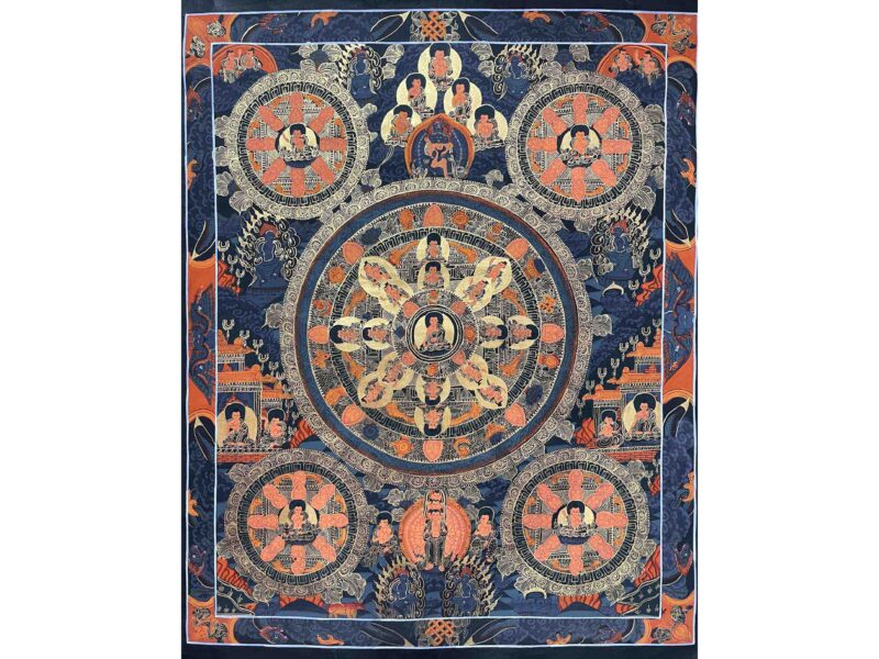 Buddhist Handmade Thangka Painting of Pancha Mandala – Hand-Painted