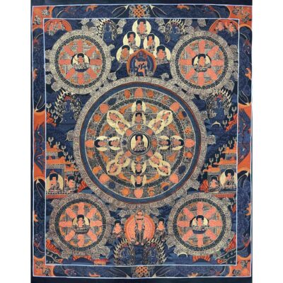 Buddhist Handmade Thangka Painting of Pancha Mandala – Hand-Painted