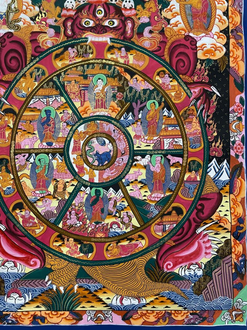 Buddhist Handmade Thangka Painting of the Wheel of Life – Hand-Painted - Image 7