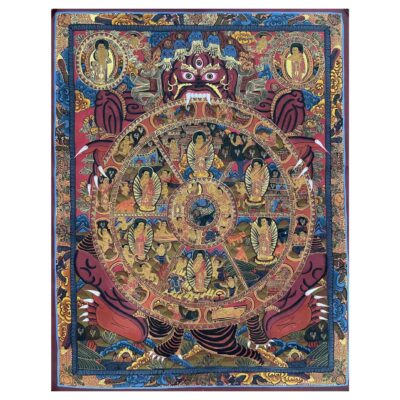 Buddhist Handmade Thangka Painting – The Wheel of Life (Hand-Painted)
