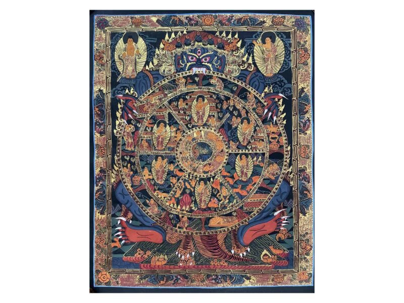 Buddhist Handmade Thangka Painting – The Wheel of Life (Hand-Painted)