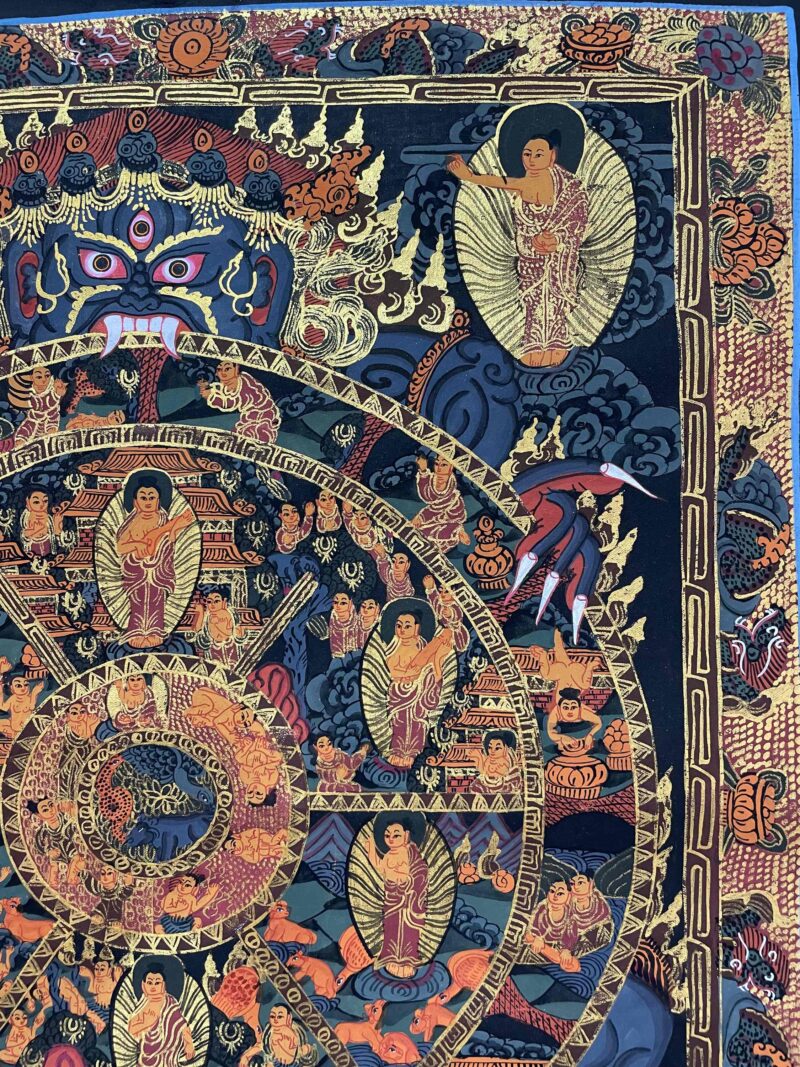 Buddhist Handmade Thangka Painting – The Wheel of Life (Hand-Painted) - Image 4