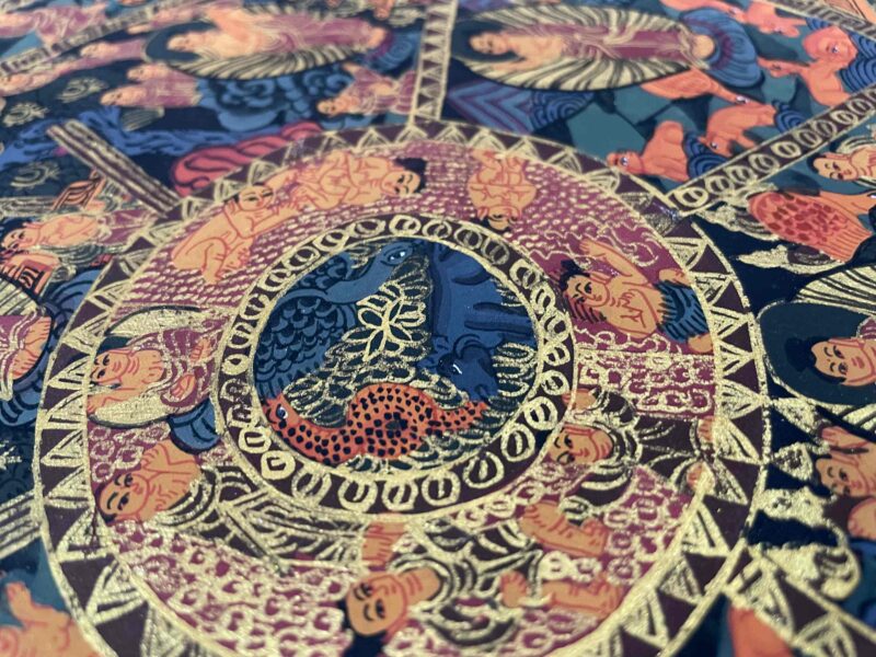 Buddhist Handmade Thangka Painting – The Wheel of Life (Hand-Painted) - Image 6