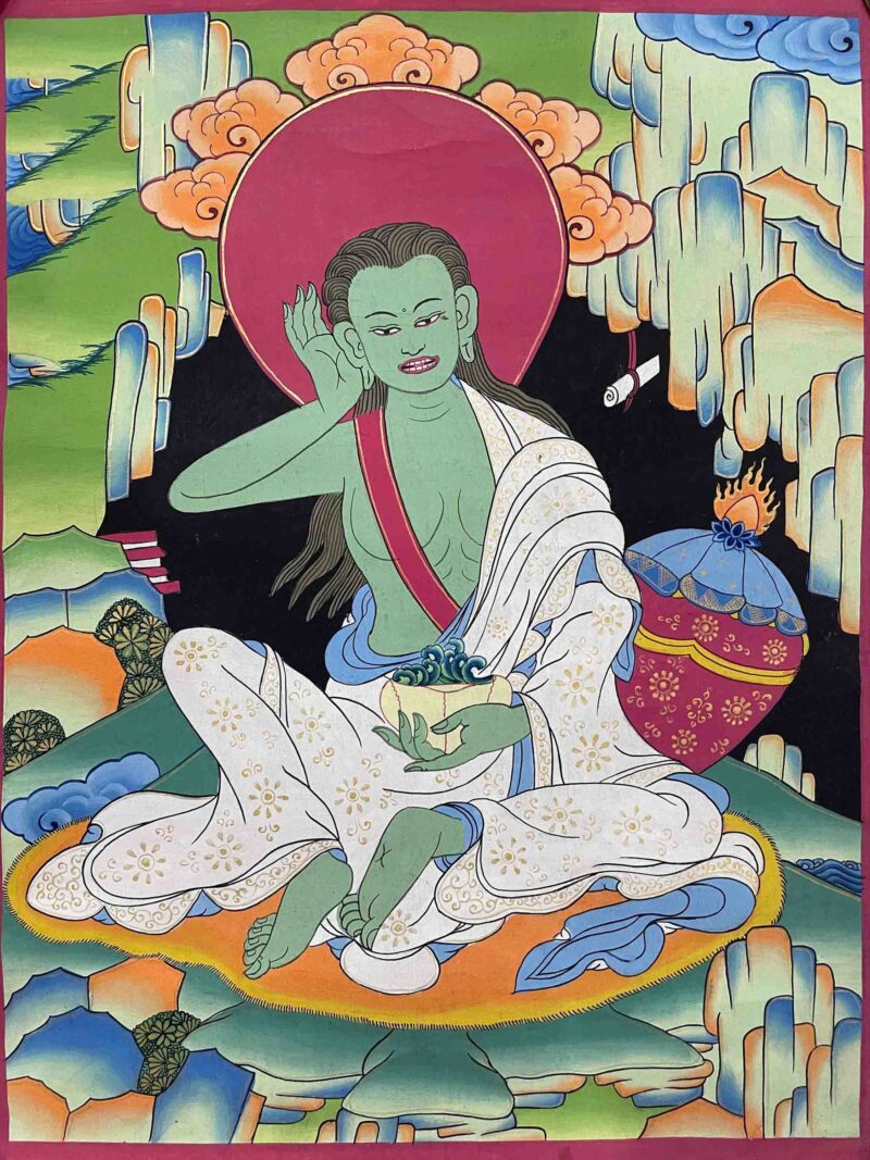 Buddhist Handmade Thangka Painting – Milarepa (Hand-Painted) - Image 2