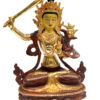 Buddhist Handmade Manjushri Statue – Partly Gold-Plated, Gold Face Painted - Image 3