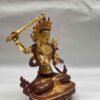 Buddhist Handmade Manjushri Statue – Partly Gold-Plated, Gold Face Painted - Image 2