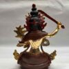 Buddhist Handmade Manjushri Statue – Partly Gold-Plated, Gold Face Painted - Image 5