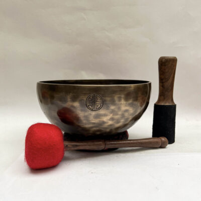 Buddhist Hand-Beaten Full Moon Singing Bowl – 22 cm Bronze Sound Healing Bowl
