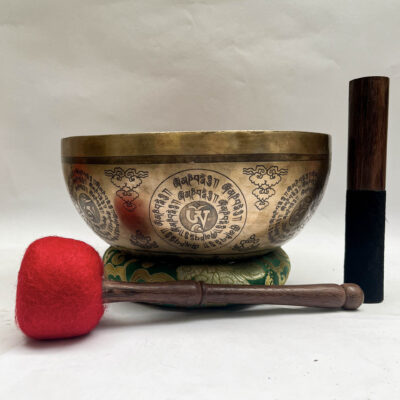Buddhist Hand-Beaten Jambati Singing Bowl with Super Fine Etching Carving – Select Accessories
