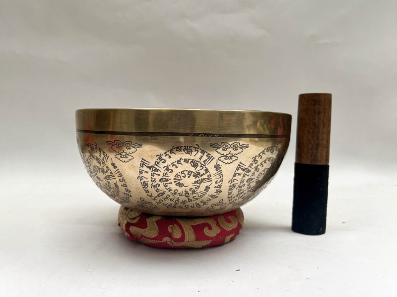 Buddhist Hand-Beaten Jambati Singing Bowl with Super Fine Etching Carving – Select Accessories