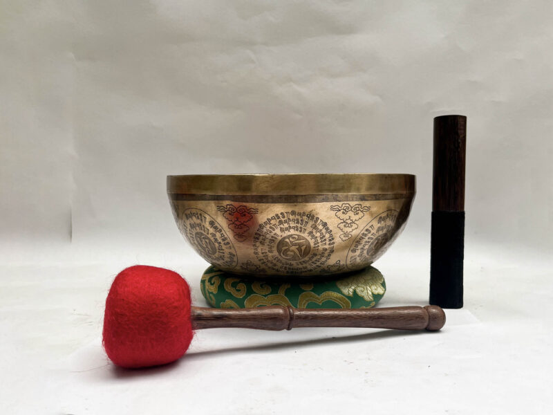 Buddhist Hand-Beaten Jambati Singing Bowl with Super Fine Etching Carving | Select Accessories