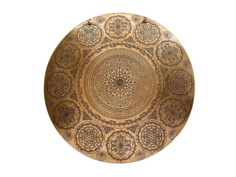 Tibetan Handmade Wind Gong with Mandala Design – Fine Etching, Optional Accessories