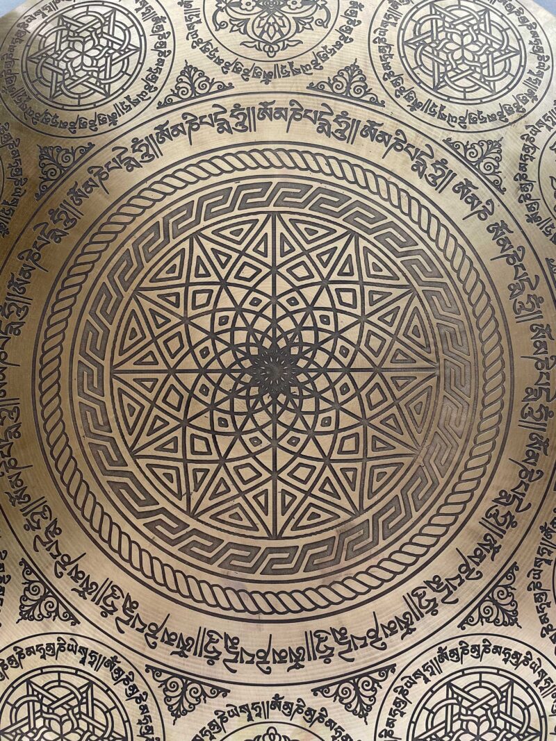 Tibetan Handmade Wind Gong with Mandala Design – Fine Etching, Optional Accessories - Image 3