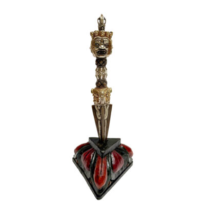 Tibetan Handmade Phurba Statue – Gold & Silver Plated Ritual Dagger, Crafted via Ceramic Molding