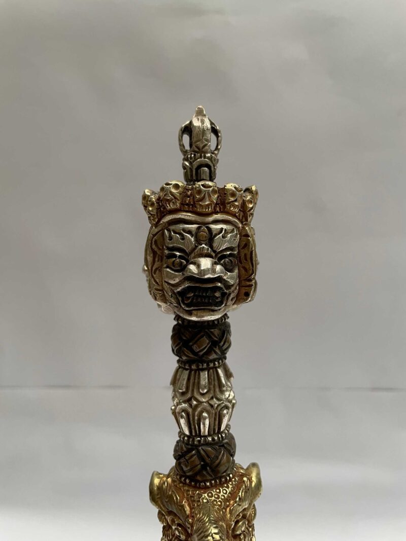 Tibetan Handmade Phurba Statue – Gold & Silver Plated Ritual Dagger, Crafted via Ceramic Molding - Image 5