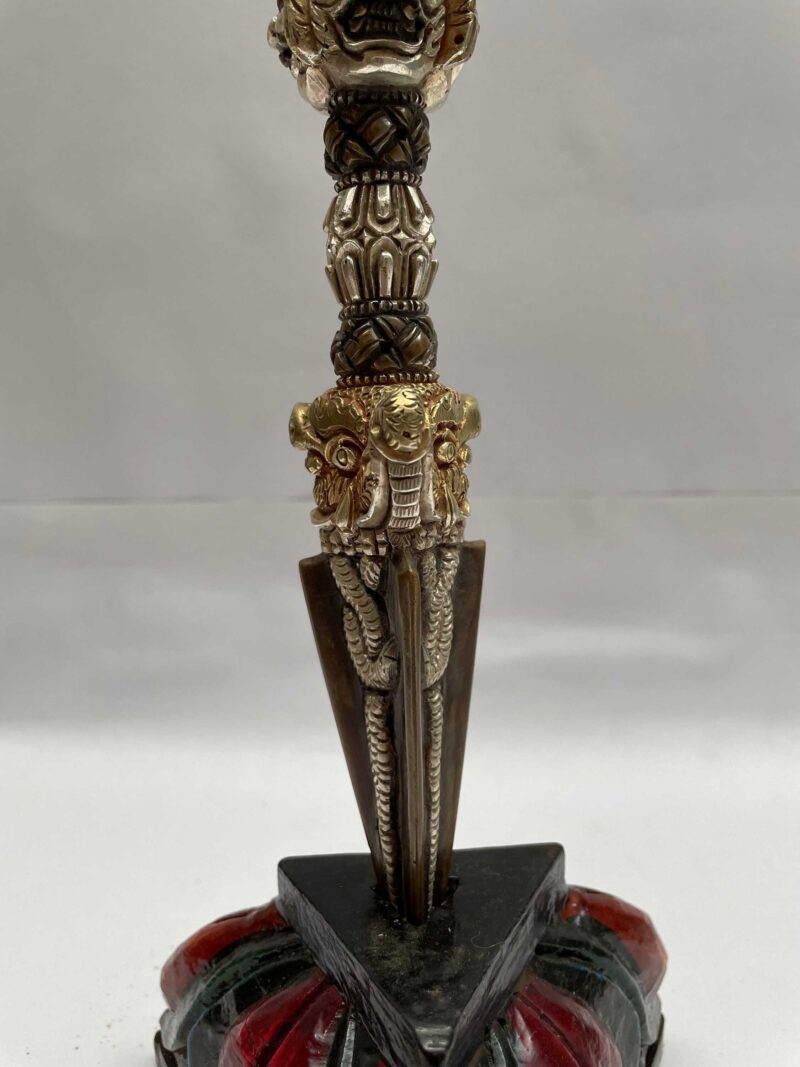 Tibetan Handmade Phurba Statue – Gold & Silver Plated Ritual Dagger, Crafted via Ceramic Molding - Image 6