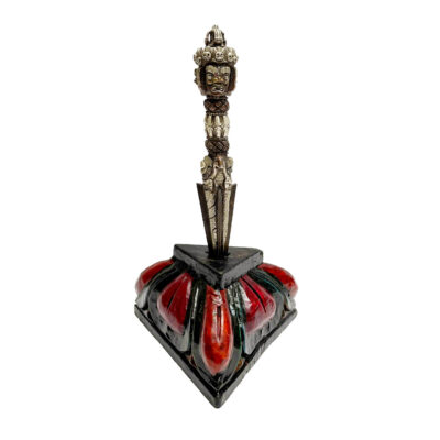 Tibetan Handmade Phurba Statue – Silver & Chocolate Oxidized Bronze Ritual Dagger, Crafted via Ceramic Molding