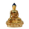 Buddhist Handmade Statue of Shakyamuni Buddha – Full Fire Gold Plated Copper Sculpture with Hand-Painted Face