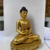 Buddhist Handmade Statue of Amitabha Buddha – Full Fire Gold Plated Copper Sculpture with Gold-Painted Face - Image 2