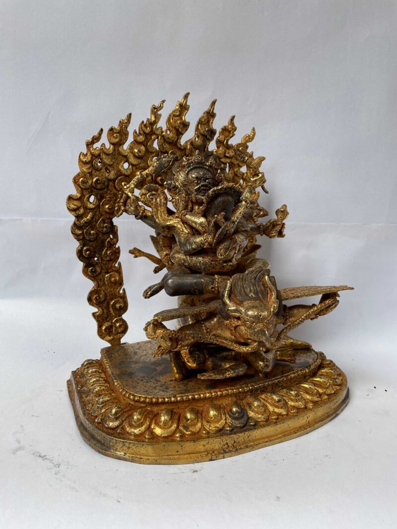 Buddhist Handmade Statue of Marutse – Full Fire Gold Plated with Antique Finish, Copper Sculpture - Image 2