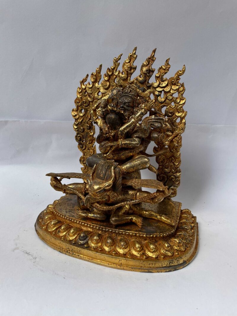 Buddhist Handmade Statue of Marutse – Full Fire Gold Plated with Antique Finish, Copper Sculpture - Image 4